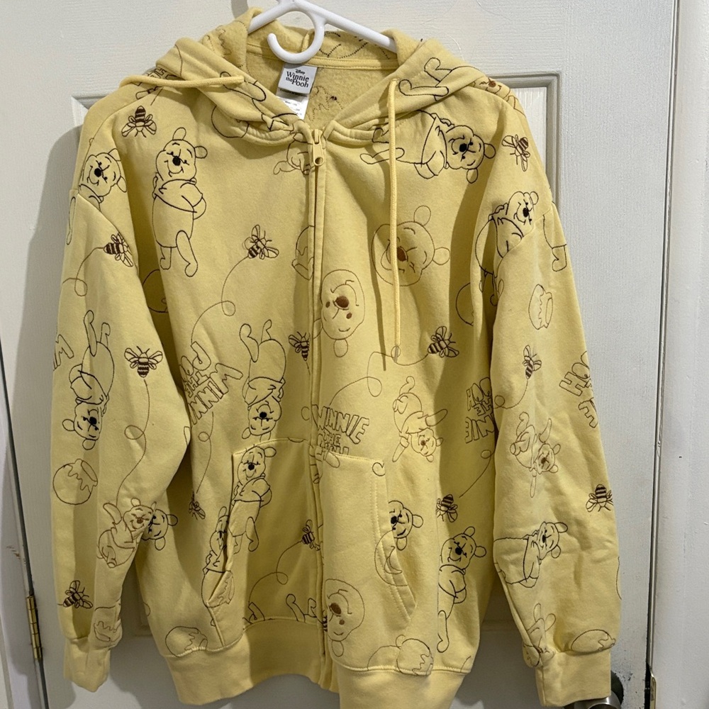 Disney Yellow Winnie the Pooh Zip-Up Hoodie-NWOT
